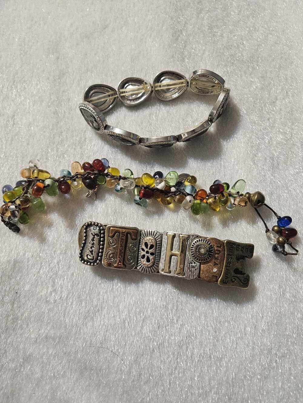 Multicolor Beaded and Metal Charm Bracelet Set - Women Accessories